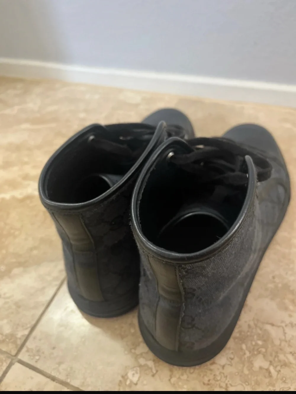 Gucci Men's Black High-Top Monogram Sneakers